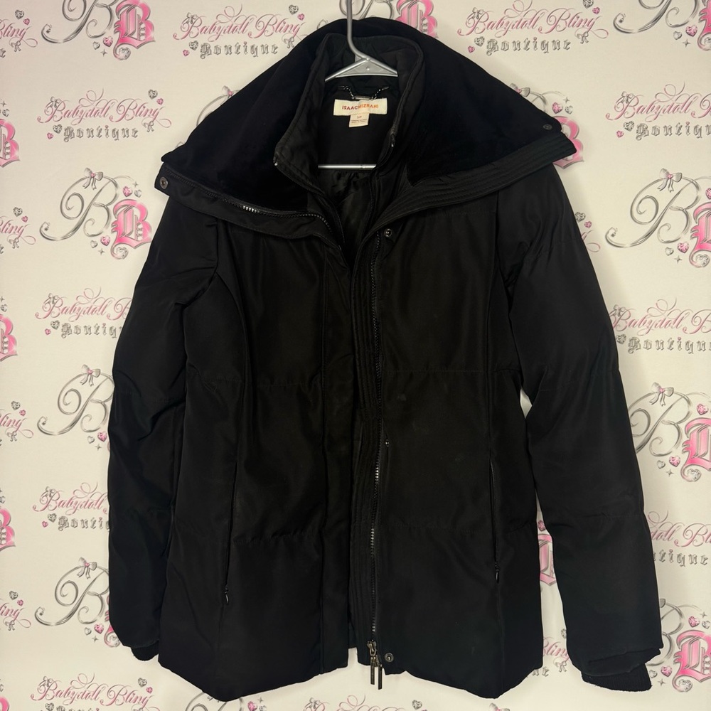 Isaac mizrahi coat puffer Black Jacket zip up collared puff style winter - Picture 11 of 12